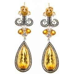 Spectacular Citrine and Diamond Chandelier Earrings 4