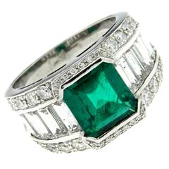 3.00 Carat Colombian Emerald Diamond Gold Ring