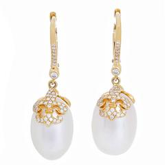Rhonda Faber Green Baroque Freshwater Cultured Pearl and Diamond Earrings 6