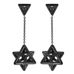 Merkaba Black Platinum Drop Earrings 6