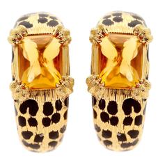 Dior Leopard Citrine Gold Earrings 7
