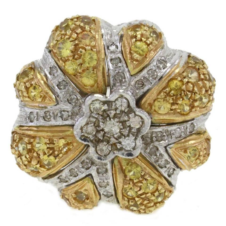 Luise Diamond Sapphires Gold Daisy Ring