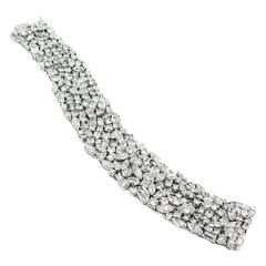 Fancy Shape Diamond Platinum Mesh Bracelet 4