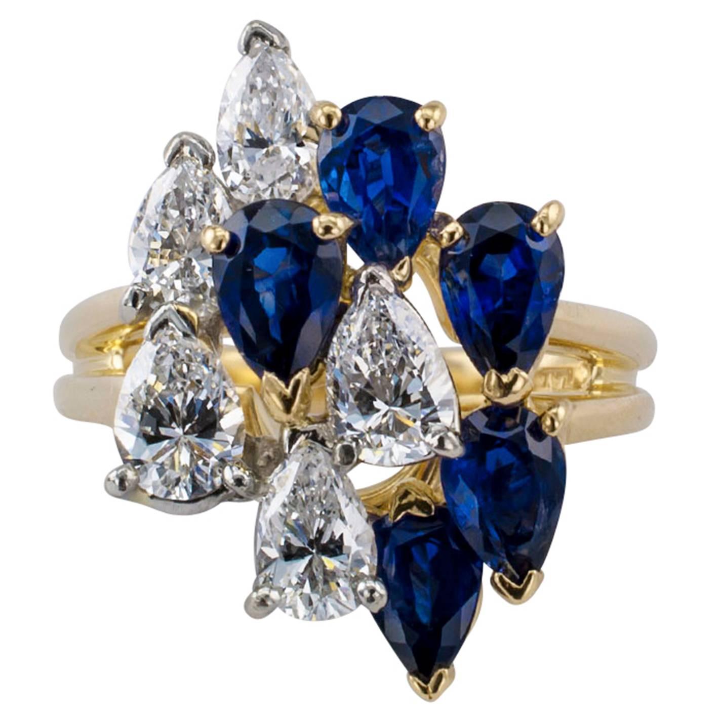 Oscar Heyman Sapphire and Diamond Cocktail Ring