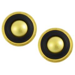 Greek 18-22KT Yellow Gold and Onyx Earrings