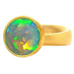 One of a Kind Devta Doolan Australian Lightning Ridge Opal Matte Gold Ring