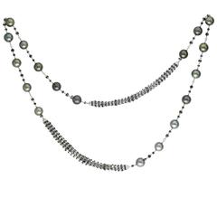 Used Missbach Transformer Necklace, Tahitian Pearls, Black and White Diamonds