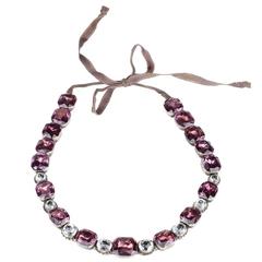 Georgian Amethyst and White Paste Rivière Necklace