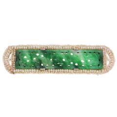 Vintage Jade and pearl Pin