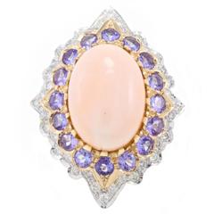 Luise Diamond Coral Tourmaline Gold Ring