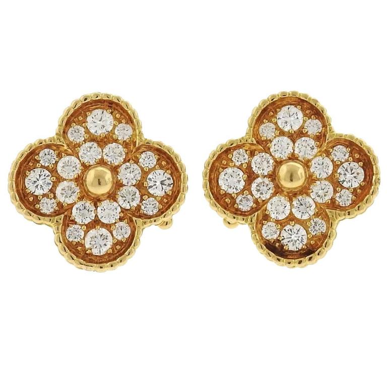 Van Cleef and Arpels VCA Magic Alhambra Diamond Large Earrings at