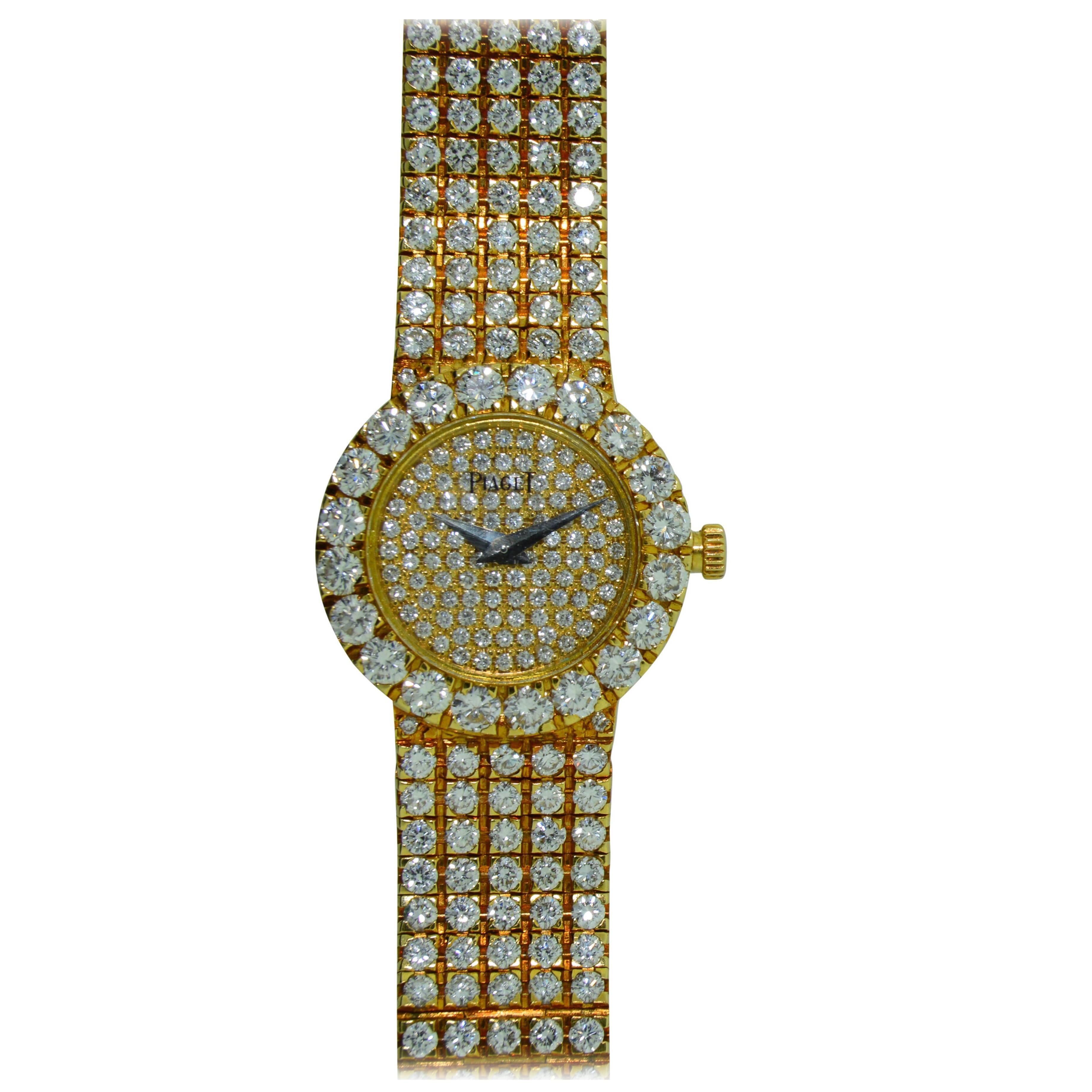 Piaget Ladies Yellow Gold Pave Diamond Watch In New Condition