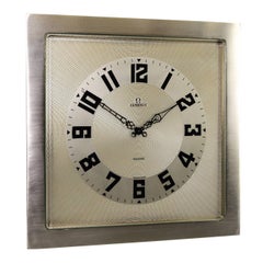 Omega Art Deco Desk Clock with Breguet Style Engine Turned Dial, 1930s