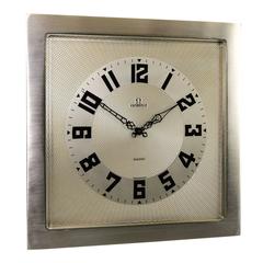 1930's Omega Art Deco Desk Clock with Breguet Style Engine Turned Dial 12
