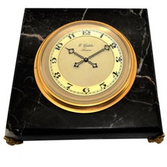 1930s E. Gubelin Watch Company Art Deco Stone Manually Wound Table Clock