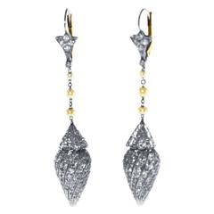 Edwardian Style Pearl Diamond Platinum Pendant Earrings