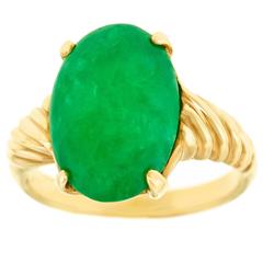 Fifties Jade-Set Gold Ring