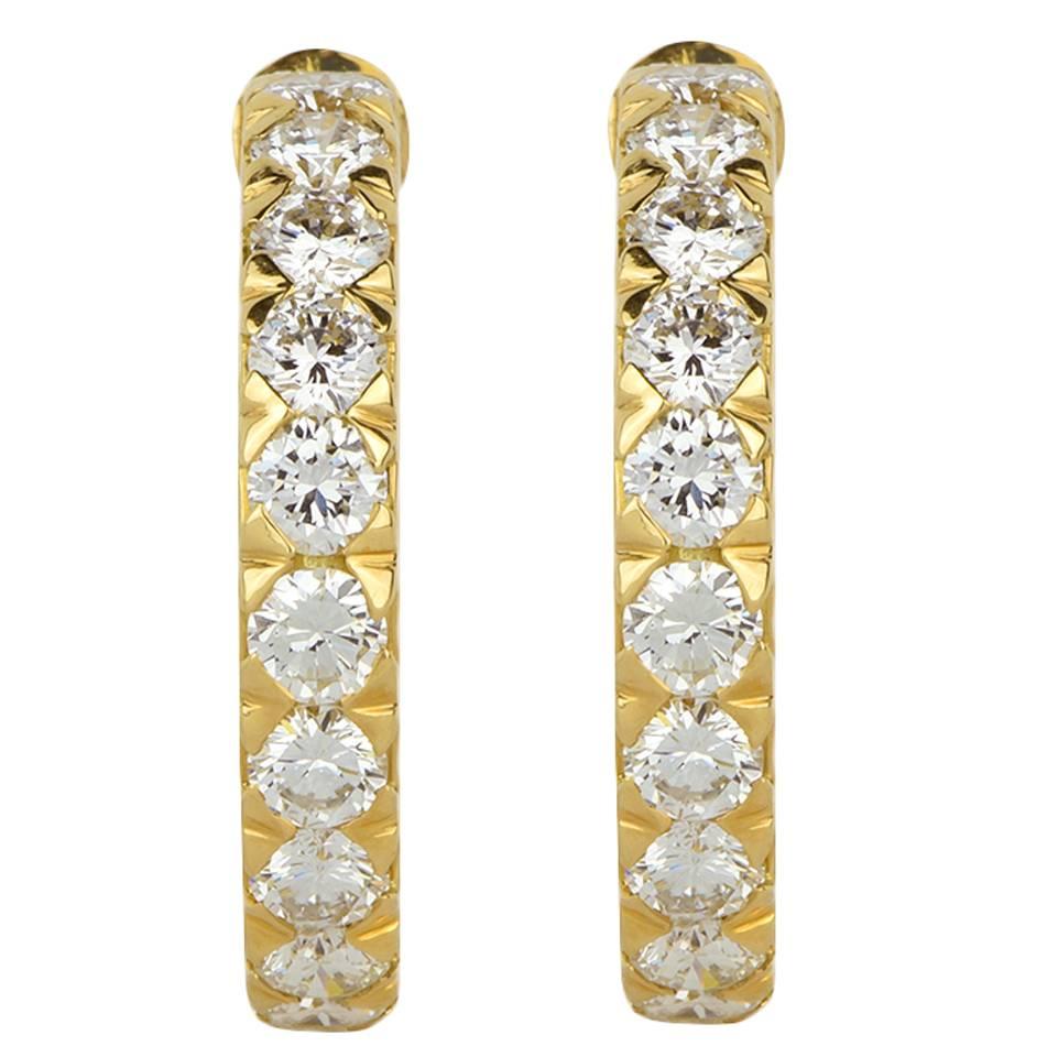 Cartier by Heyman Bros. 4.28 Carats Diamonds Gold Hoop Earrings