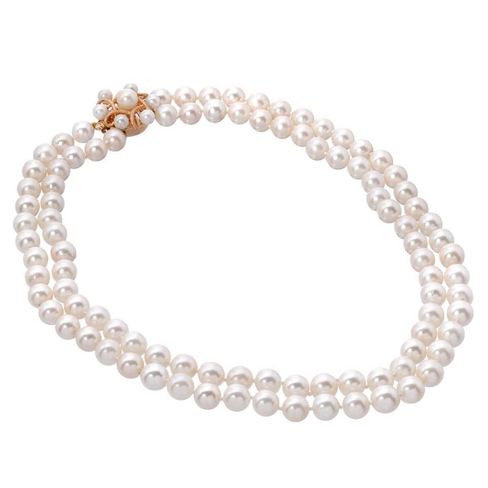 Akoya Pearl Double Strand Necklace at 1stDibs | double strand akoya ...