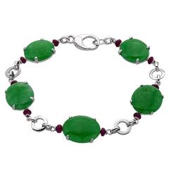 Jade & Ruby Gold Link Bracelet 7