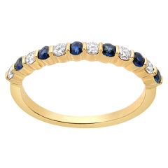 Gemlok Blue Sapphire Diamond Gold Band Ring