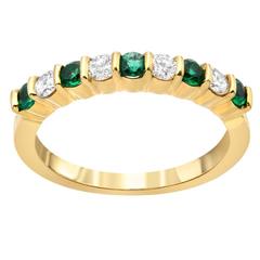 Gemlok Diamond Emerald Gold Band Ring 