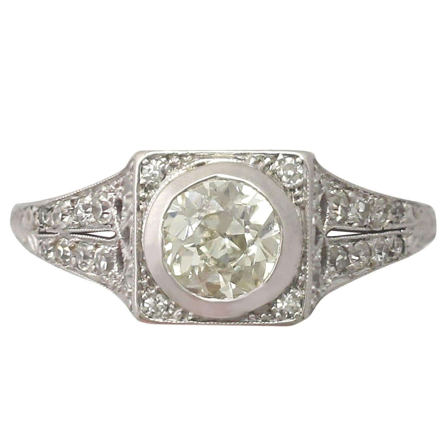 1920s 1.15 Carat Diamond and Platinum Cocktail Ring