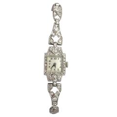 1930s 1.93 Carat Diamond and Platinum Cocktail Watch 3