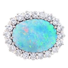 Australian Black Opal and Diamond Ring set in Platinum