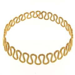 Jona Yellow Gold Twisted Wire Choker Necklace 6