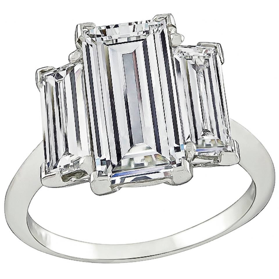 Stunning 2.49ct Emerald Cut Diamond Engagement Ring