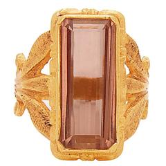 Pink Topaz ring in 22k Yellow Gold 1