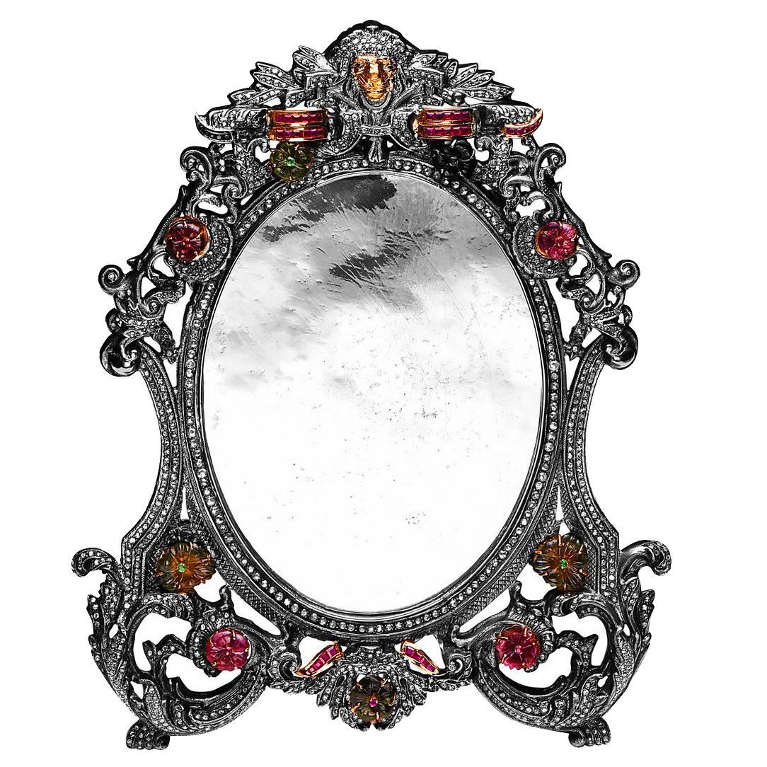 Victorian Looking Oval Shape Photo Frame with Diamonds