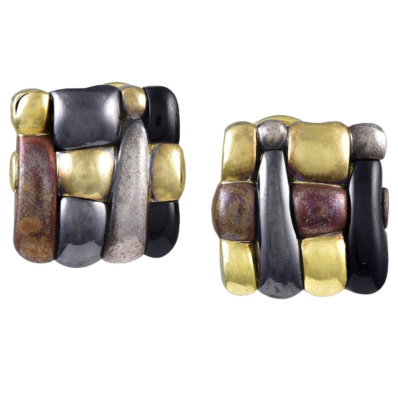 Tiffany & Co. Angela Cummings Mixed Metal Earclips For Sale