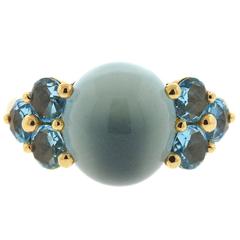 Pomellato Luna Gold Blue Topaz Ring