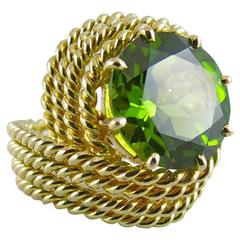 Jona Natural Peridot Yellow Gold Nounou Ring 9