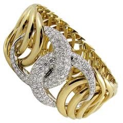 Verdura Double Crescent Gold and Diamond Bracelet