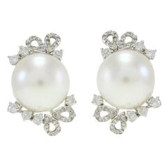 Luise Pearl Diamond White Gold Earrings