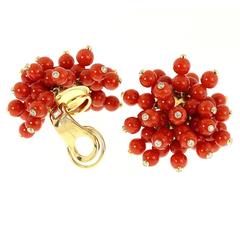Aletto Brothers Mediterranean Coral Beaded Diamond Earrings