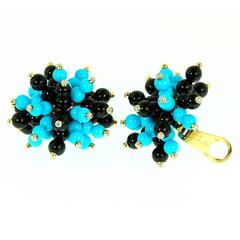 Aletto Brothers Black Onyx Turquoise Diamond Earrings