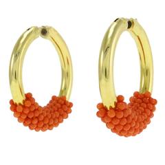 Luise Coral Gold Hoop Earrings