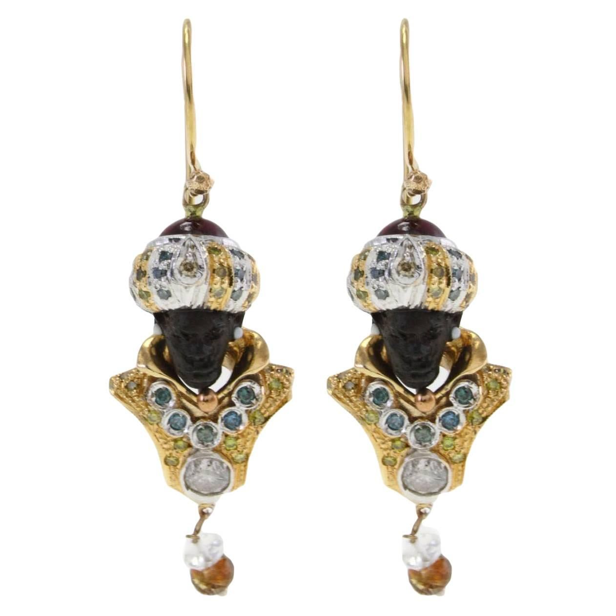 Luise Ruby Ebony  Diamond Sapphire Emerald Pearl  Moretti Earrings