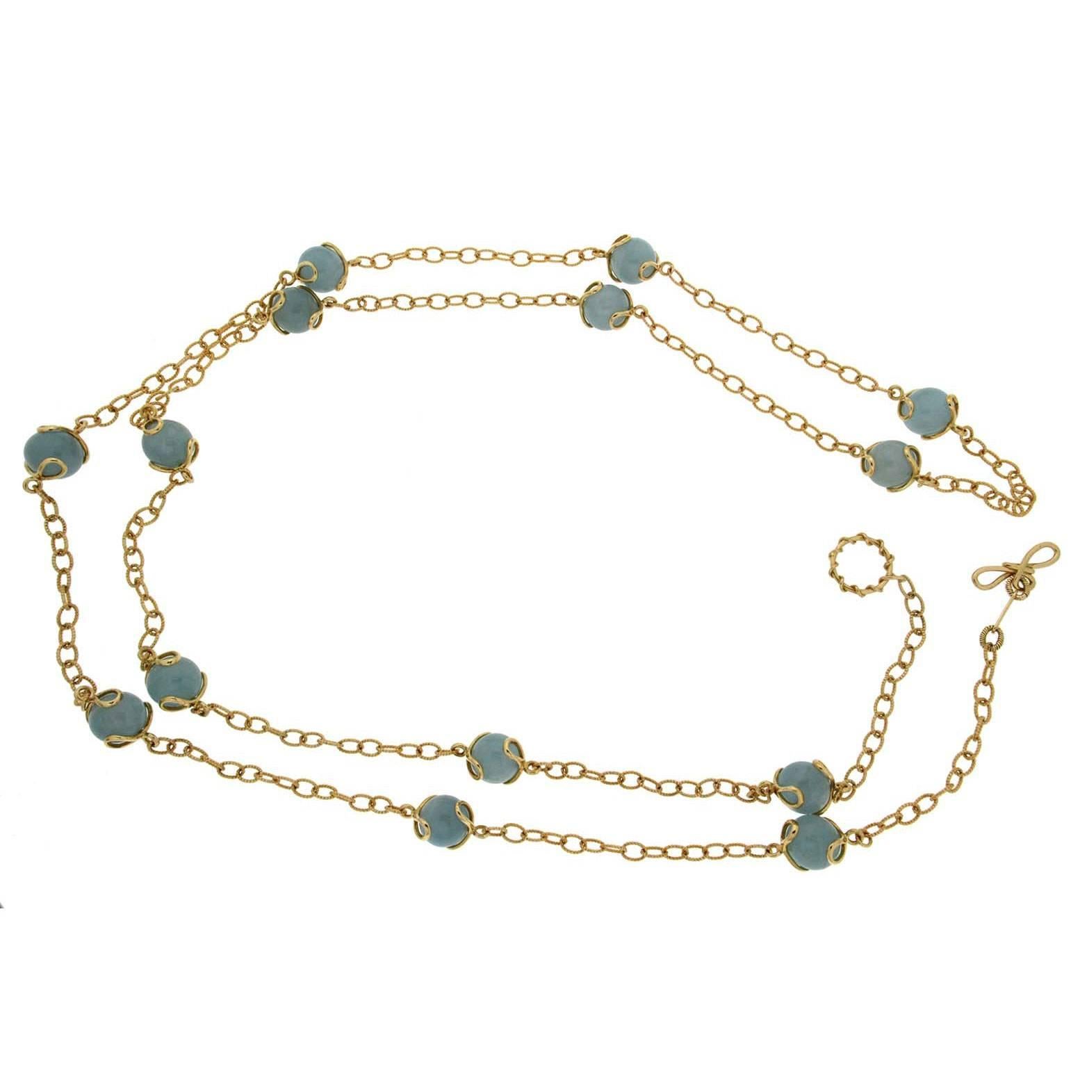 Valentin Magro Carina Aquamarine Ball Gold Necklace