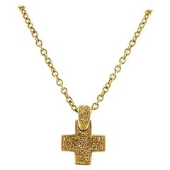 Pomellato Gold Yellow Quartz Cross Pendant Necklace