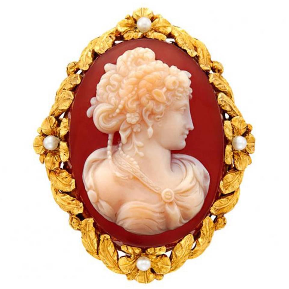 Tiffany Antique Cameo Brooch 