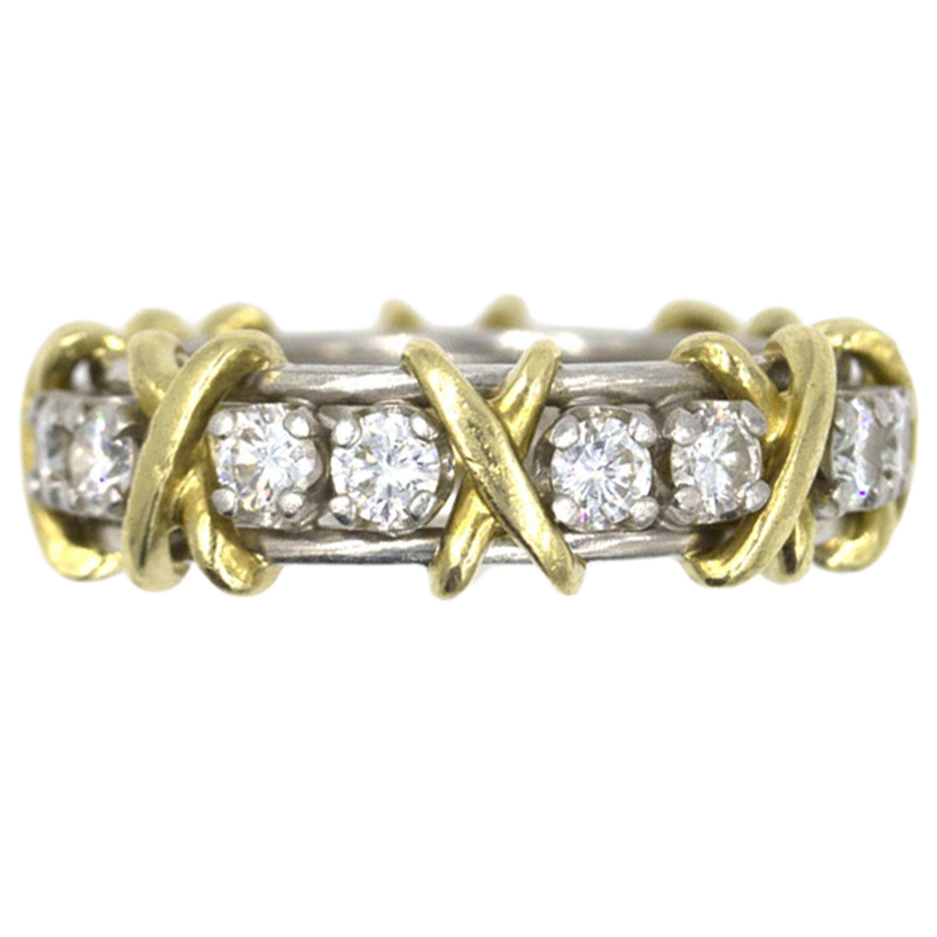 Tiffany & Company Schlumberger Sixteen Diamond 'X' Eternity Band 