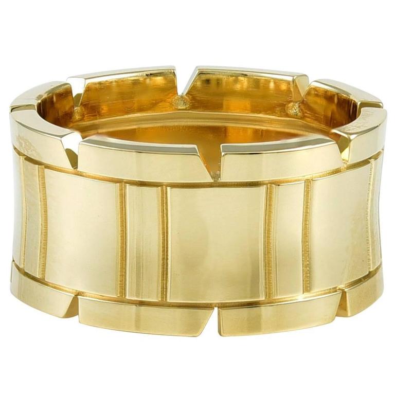 CARTIER Tank Francaise Gold Men's Ring at 1stDibs | cartier tank francaise  ring, tank française ring, cartier mens rings