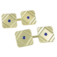 TIFFANY & CO.  Gold and Sapphire Cufflinks