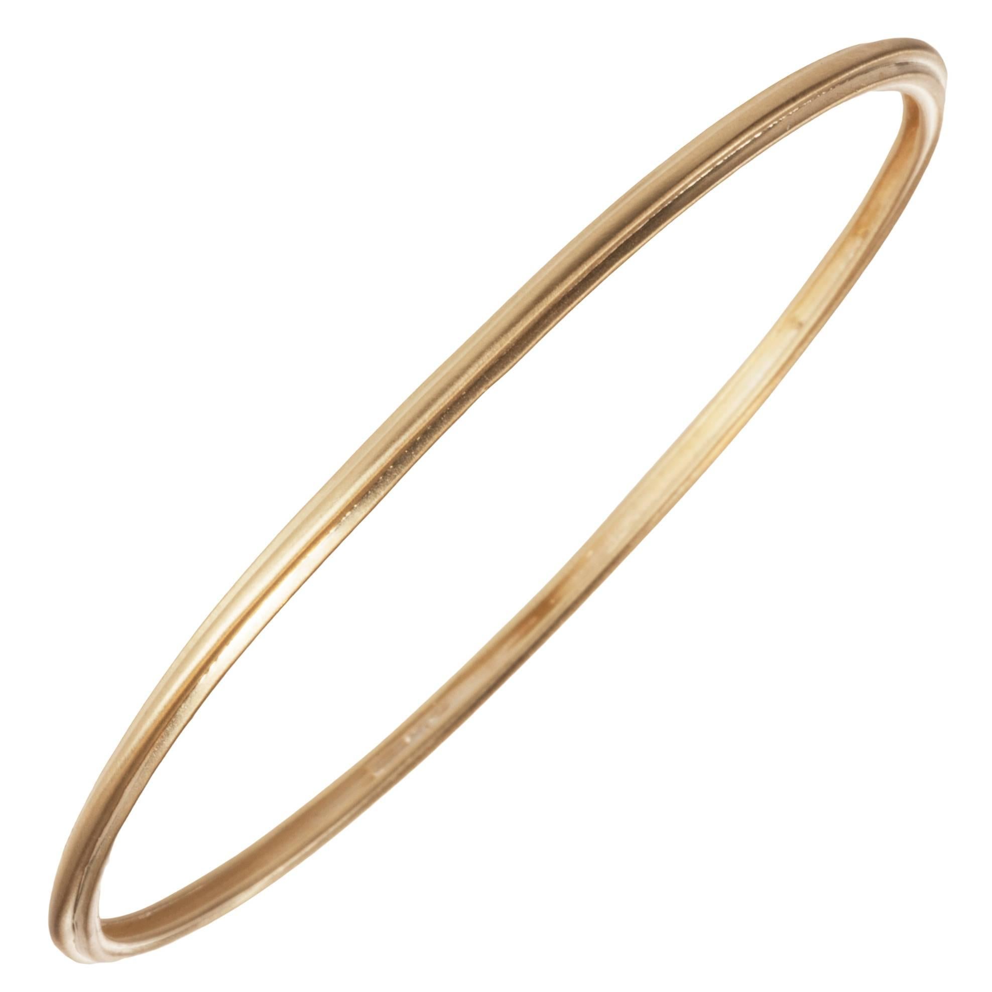 Slane Ridged Yellow Gold Bangle Bracelet For Sale