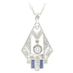 1925s French Art Deco Diamond Pendant 5